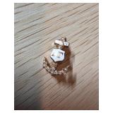 10K Gold Anchor Brooch With Enamel and Pearl Accen