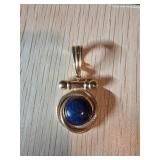 14k Gold Pendant with Blue Stone, 5.2g