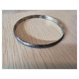 Sterling Silver Bangle with Etched Design