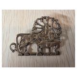 800 Silver Animal-Inspired Brooch with Tree Motif