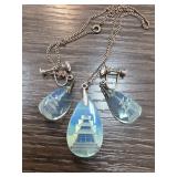 Opalescent Glass Necklace and Earring Set Featurin