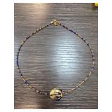Beaded Necklace with Gold and Blue Accents