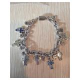 Silver-Tone Chain Bracelet with Cross Charms