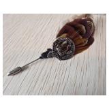 Scottish Clan Crest Cap Badge with Feathers