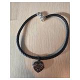 Brighton Leather Cord Necklace with Heart-Shaped L