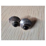Sterling Silver Stud Earrings with Black Stone Acc