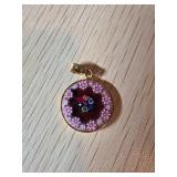 Glass Millefiori Pendant With Gold-Tone Frame