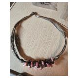 Sterling Silver Multi-Strand Necklace with Pink St