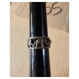 Silver Ring Featuring Elephant Motif Design