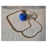 Gold Fill Chain with Blue Apple-Shaped Pendant