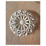 Monet White Enamel Floral Brooch with Filigree Des