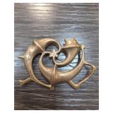 Bronze Abstract Design Brooch with Pin Clasp