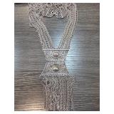 Silver-Tone Multi-Strand Metal Necklace with Decor