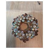 Gold-Tone Brooch with Aurora Borealis Rhinestones