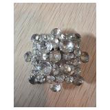 Silver-Tone Brooch With Clear Rhinestones in Clust