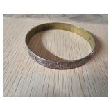 Sterling Silver Over Brass Etched Bangle Bracelet