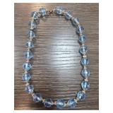 Faceted Blue Glass Bead Necklace With Silver-Color
