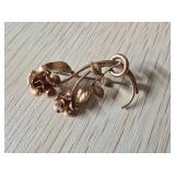 Krementz Rose Gold-Tone Floral Brooch Pin With Dou