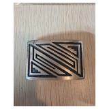 Sterling Silver Belt Buckle with Geometric Design