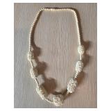 Carved Bone Bead Necklace With Large Ornate Beads