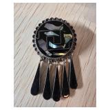 Sterling Silver Brooch with Black and Iridescent I