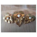Sarah Coventry Gold-Tone Leaf Brooch and Earring S