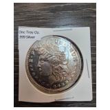 One Troy Oz .999 Fine Silver Trade Unit Round