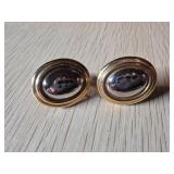 14k Gold Oval Clip-On Earrings, 6.48g