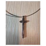 Sterling Silver Cross Pendant on Wire Necklace