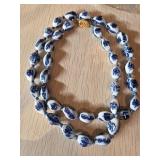 Double-Strand Blue and White Ceramic Bead Necklace
