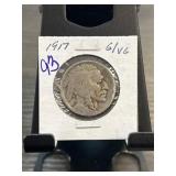 1917 Buffalo Nickel in Staple-Mounted Card Holder