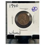 1940 Lincoln Wheat Cent in Cardboard Holder