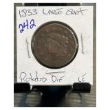 1833 U.S. Large Cent with Rotated Die Error