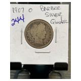 1907-O Barber Silver Quarter