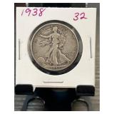 1938 Walking Liberty Half Dollar in a Holder