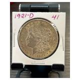 1921-D Morgan Silver Dollar Coin in Holder