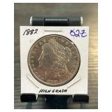 1882 Morgan Silver Dollar in Holder