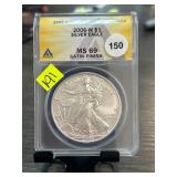 2006-W Silver Eagle Dollar MS69 Satin Finish Certi