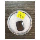 Emerald-Cut Smoky Quartz Gemstone in Protective Ca