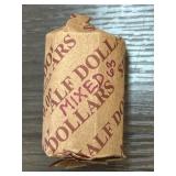 Roll of Mixed Half Dollars in Brown Paper Wrapper