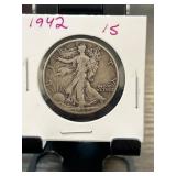 1942 Walking Liberty Half Dollar Coin in Display H