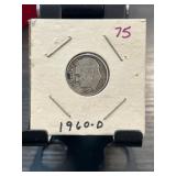 1960-D Roosevelt Dime in Cardboard Holder