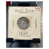 1866 Seated Liberty Half Dime in Holder