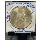 1925 Peace Silver Dollar Mint Error MS62/63