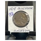1919 Buffalo Nickel with Mint Error " Clashed Di