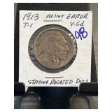 1913 Type 1 Buffalo Nickel With Mint Error and Rot