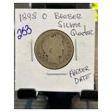 1898-O Barber Silver Quarter " Harder Date