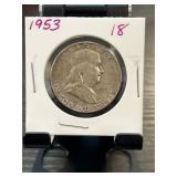 1953 Franklin Half Dollar Coin in Holder