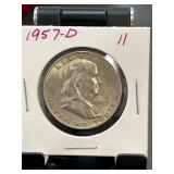1957-D Franklin Half Dollar in Display Holder