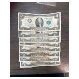 Seven $2 Notes Mixed Dates